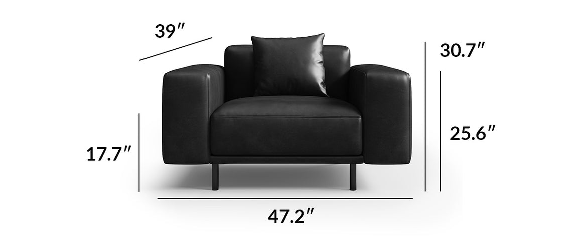 Noble Black Leather Sofa Set