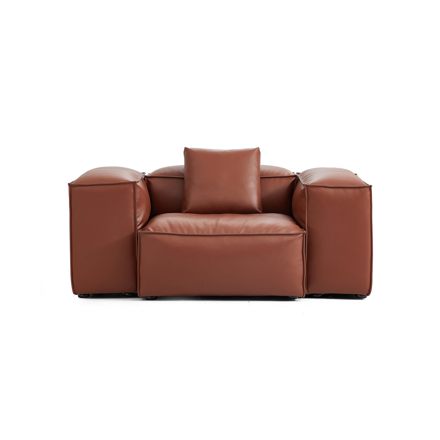 Flex Modular Brown Genuine Leather Armchair-Brown-68.1"-High