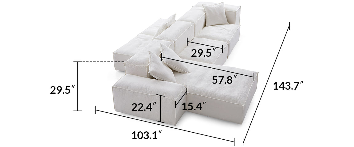 Freedom Modular White Double-Sided Sectional Sofa