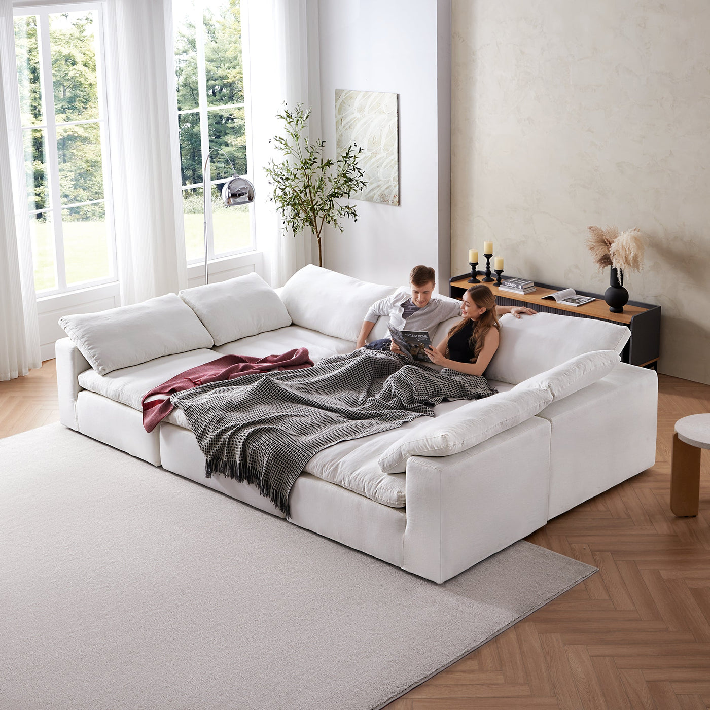 Tender Wabi Sabi Beige Sofa Bed-White