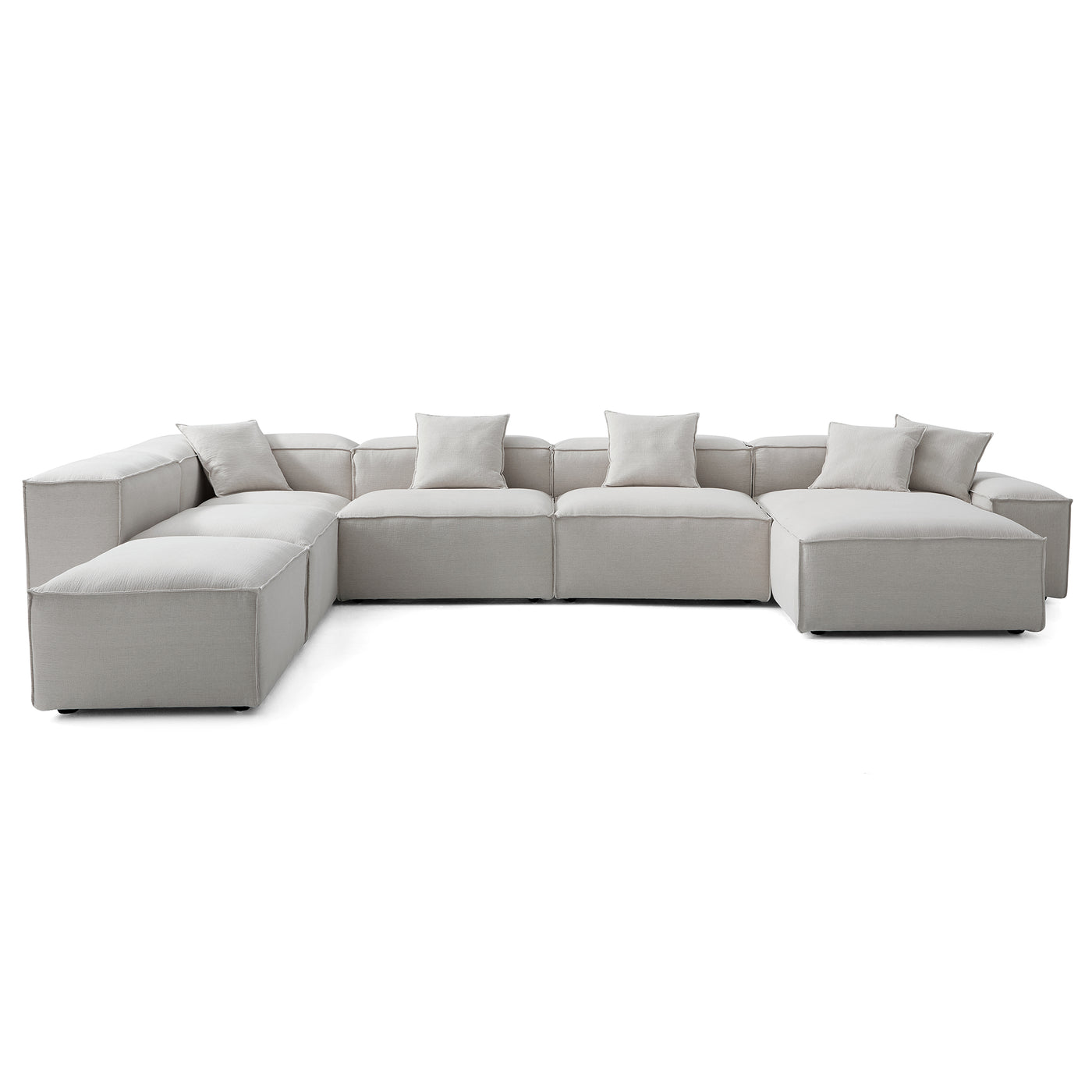 Freedom Modular Gray Open End Sectional Sofa-Gray-181.1"-Low