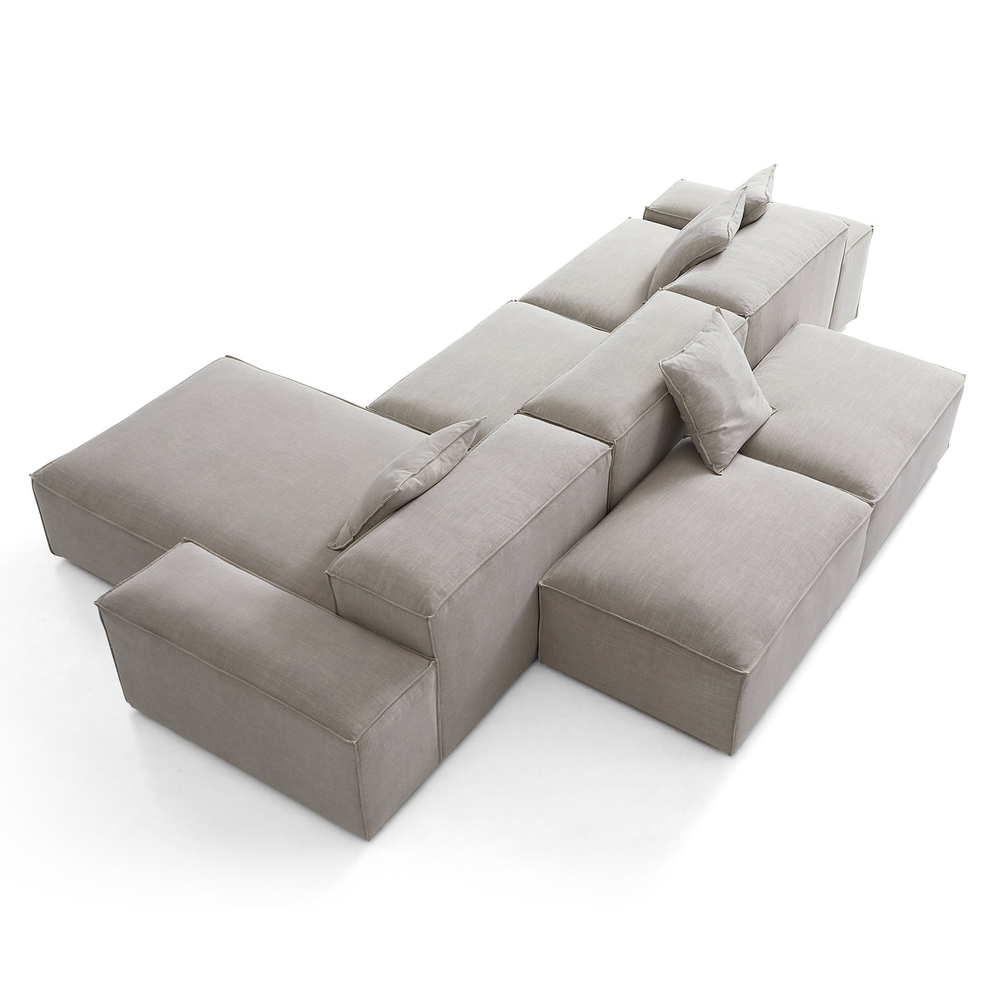 Freedom Modular New Gray Double Sided Sectional Sofa-Sand-143.7"-Low