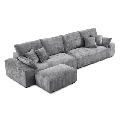 The Empress Beige Sofa and Ottoman-Gray-140.1"
