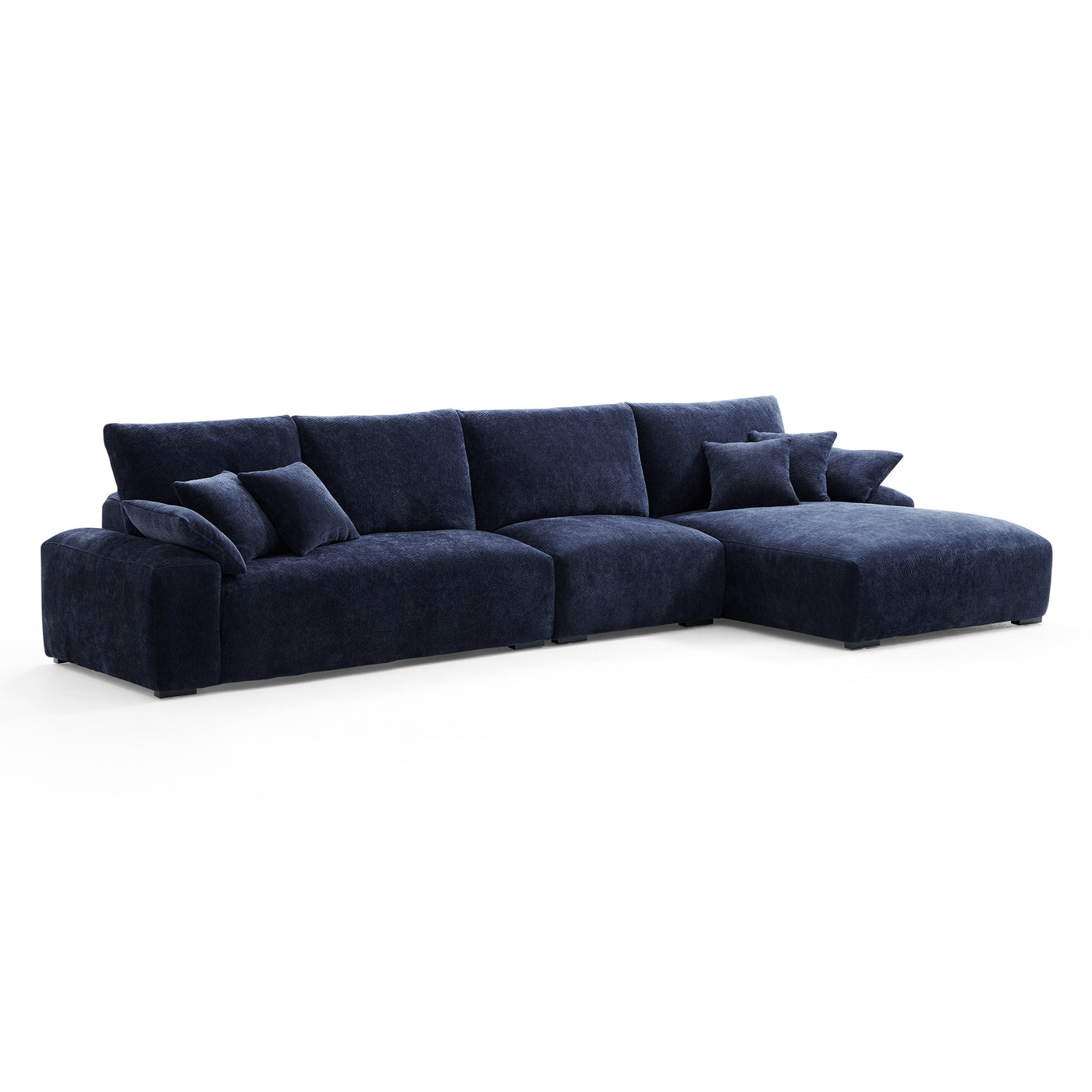 The Empress Navy Blue Sectional-Navy Blue-150.8"-Facing Right