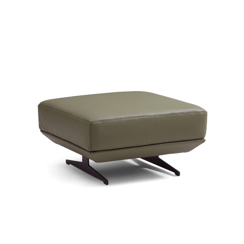 Olivia Top Grain Genuine Leather Ottoman-Olive
