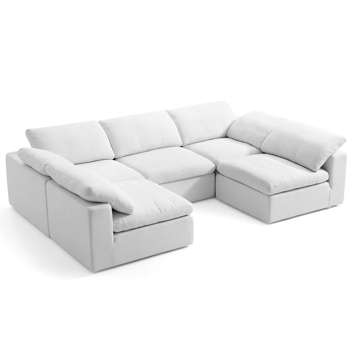 Tender Wabi Sabi U Shaped Sectional with Open Ends-White-128.0"