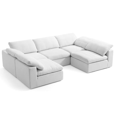 Tender Wabi Sabi U Shaped Sectional with Open Ends-White-128.0"