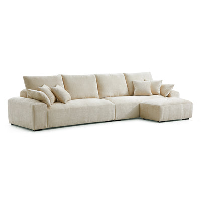 The Empress Yellow Sofa and Ottoman-Beige-140.1"