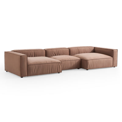 Luxury Minimalist Brown Fabric U Shaped Sectional Sofa-Brown-151.2"