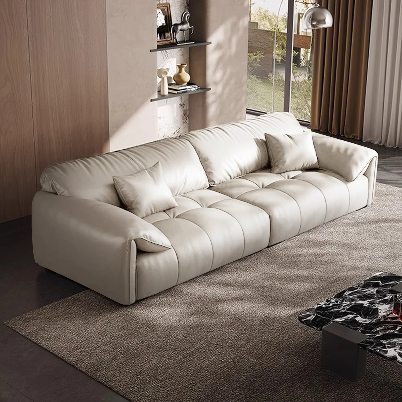 Anorea Brown Contemporary Minimalist Sofa