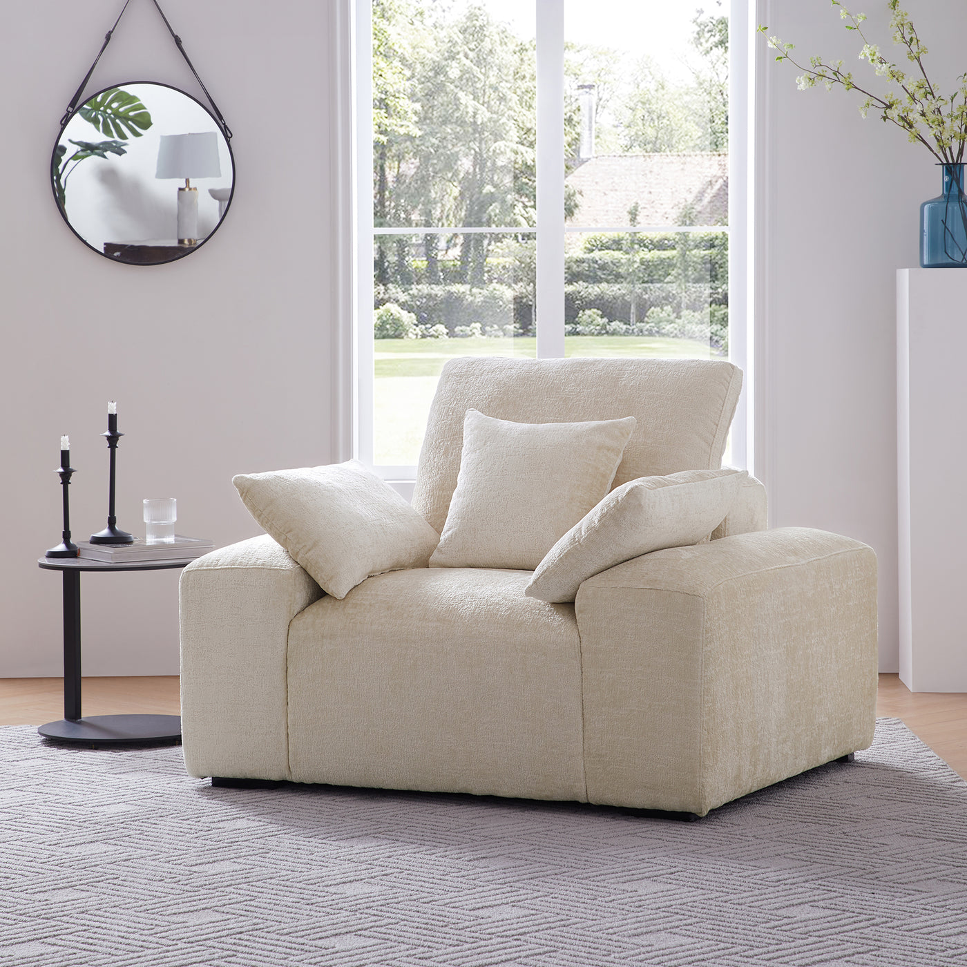 The Empress Beige Armchair-Beige