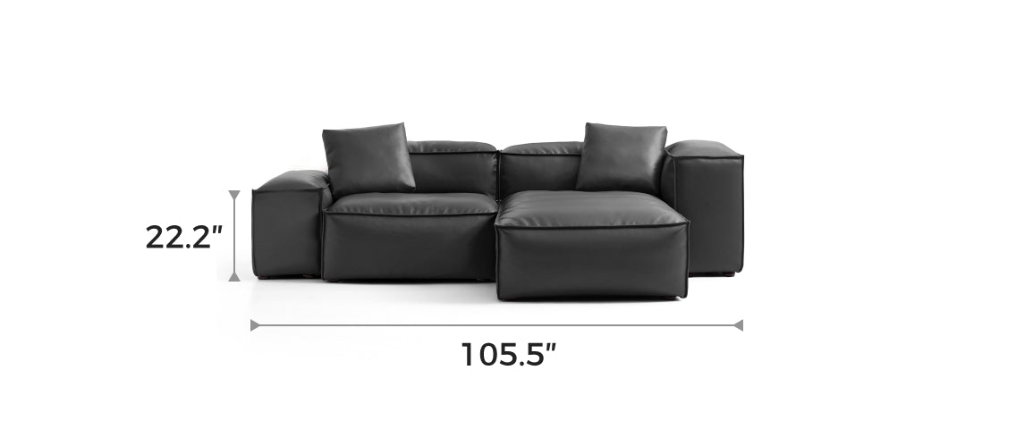 Flex Modular Black Genuine Leather Double-Sided Sectional