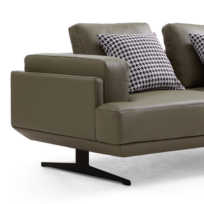 Olivia Top Grain Genuine Leather Sofa-Olive