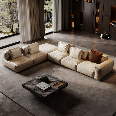 Sugar Cube Leather Sectional