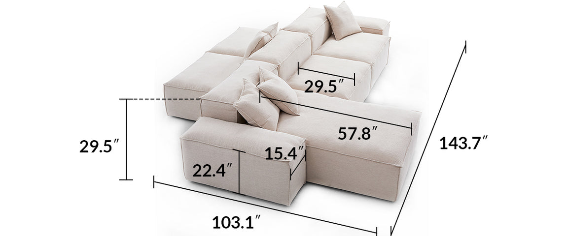 Freedom Modular White Double-Sided Sectional Sofa
