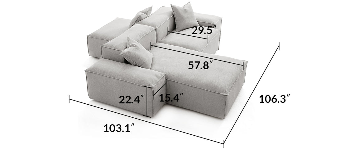Freedom Modular White Double-Sided Sectional Sofa