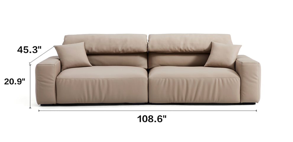 Chestnut Khaki Leather Sofa