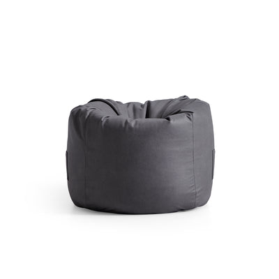 Litton Gray Leathaire Bean Bag-Dark Gray