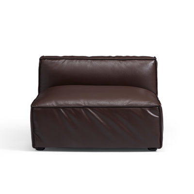Luxury Minimalist Dark Brown Leather Sofa and Ottoman-Dark Brown