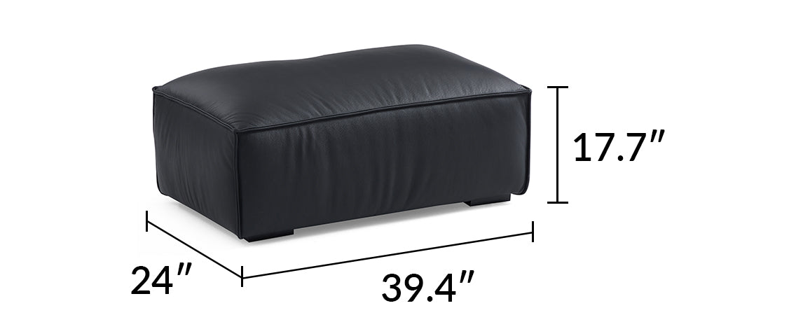 Luxury Minimalist Black Leather Sectional Set