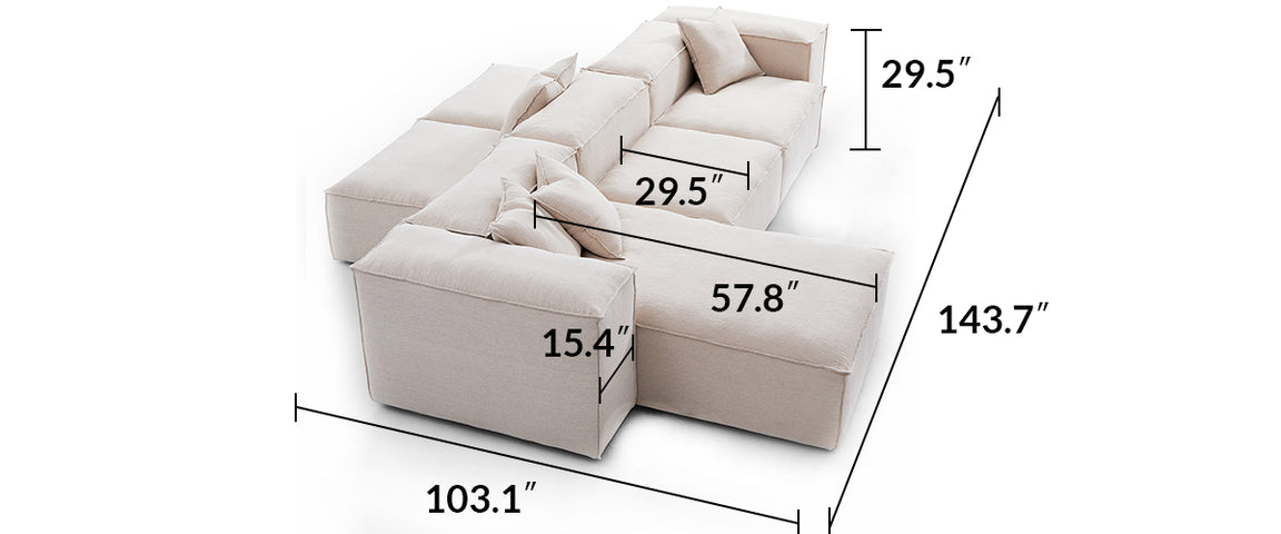 Freedom Modular White Double-Sided Sectional Sofa