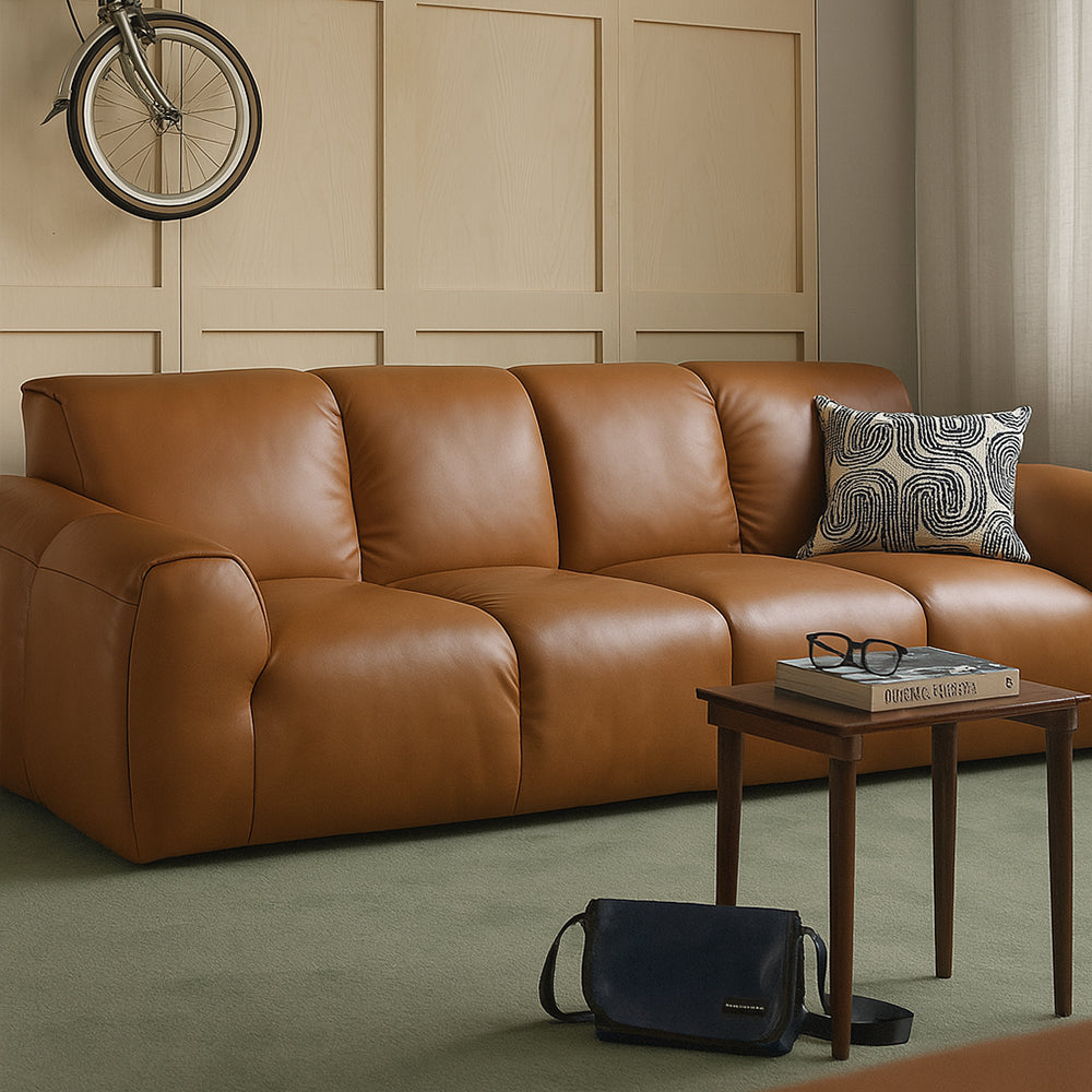Rex Leather Sofa-Tan