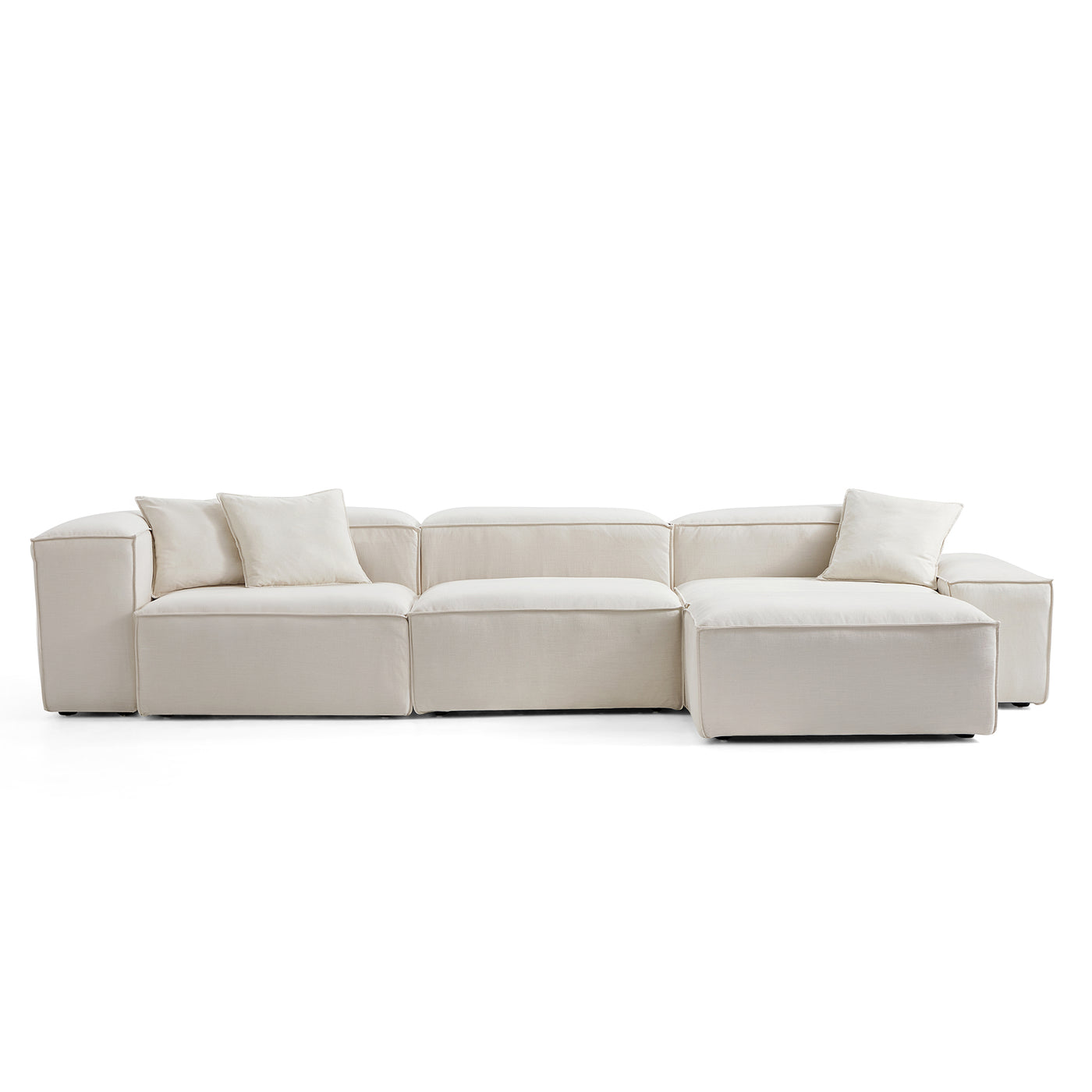 Freedom Modular Sofa with Ottoman-Beige-143.7"-Low & High