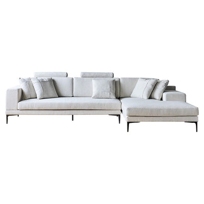 Bel Modern Gray Fabric Low Profile Sectional-Gray-hidden