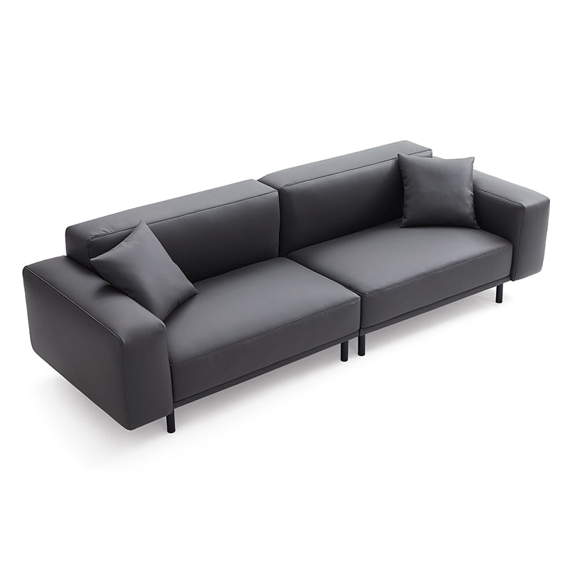 Noble Beige Leather Sofa and Ottoman-Dark Gray