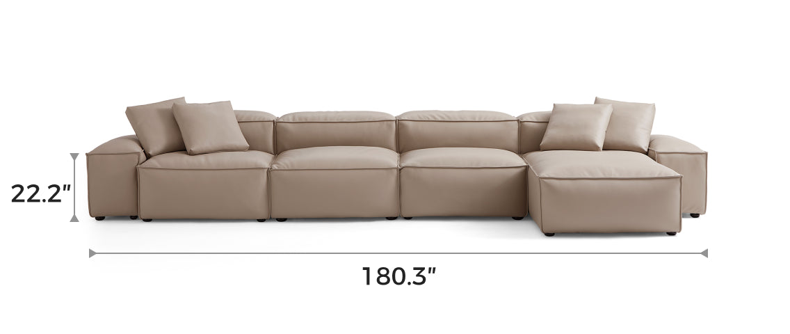 Flex Modular Khaki Genuine Leather Sectional