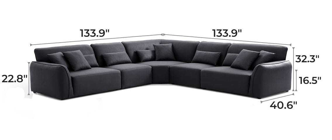 Milano Moda Minimalist Black Corner Sofa