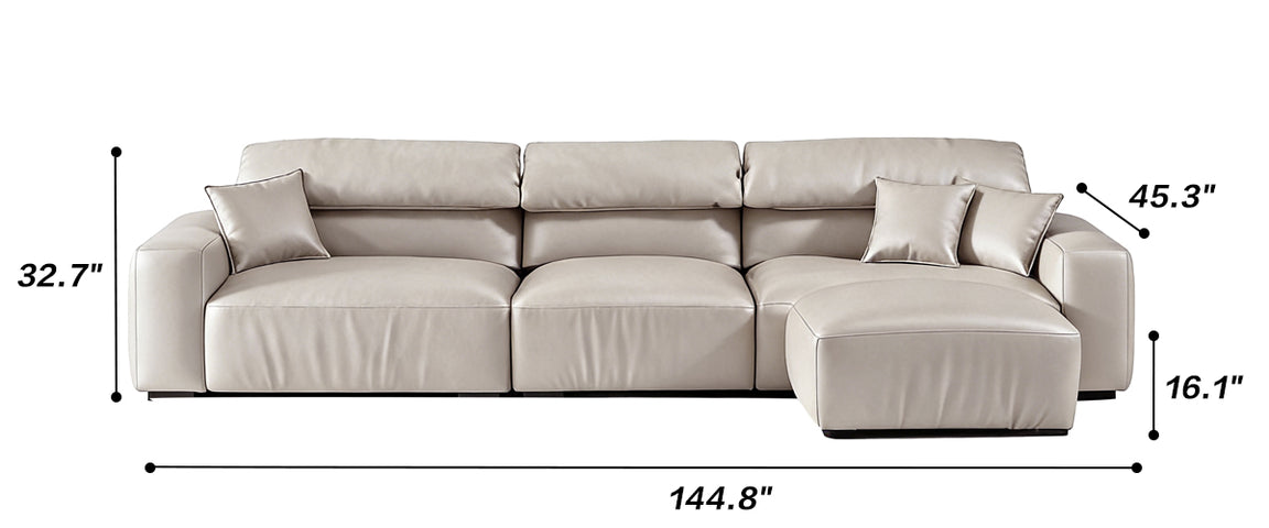 Chestnut Tan Leather Sofa and Ottoman