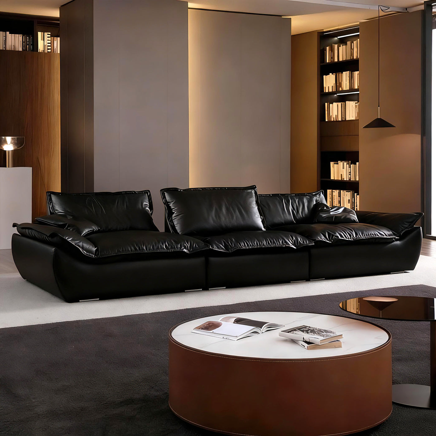 Raisa Vintage Leather Sailboat Sofa-Black