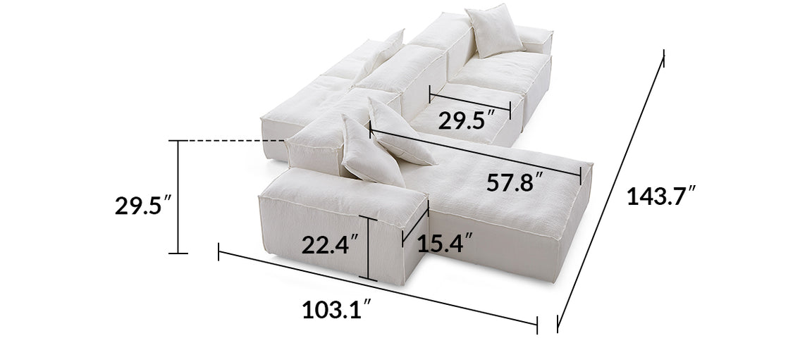 Freedom Modular White Double-Sided Sectional Sofa