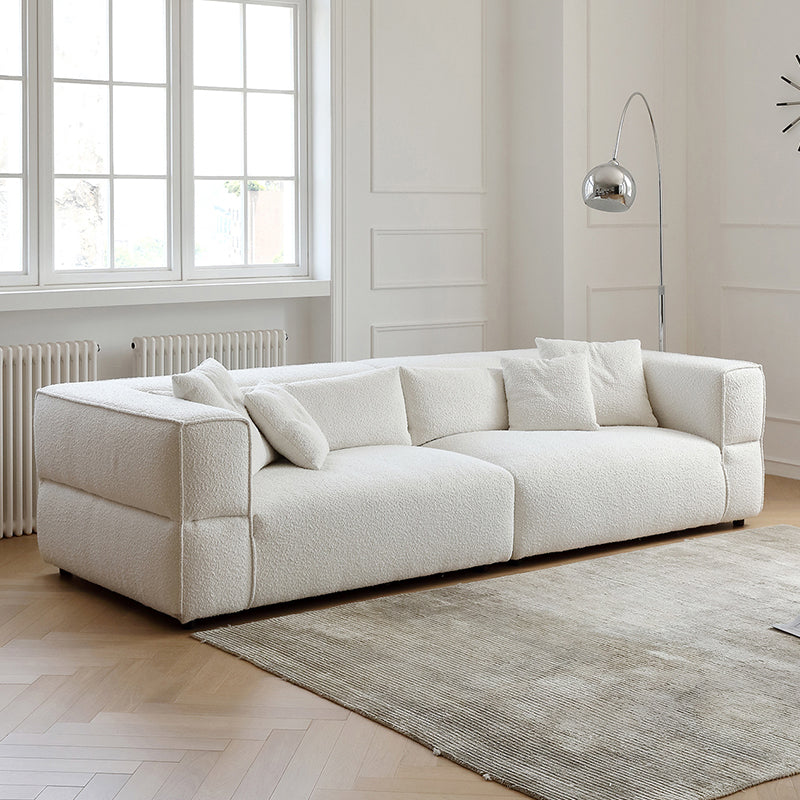 Nordic Modern Creamy Sofa with Ottoman-White