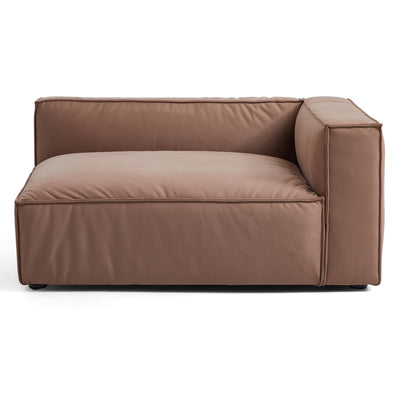 Luxury Minimalist Brown Fabric Sectional and Ottoman-Brown