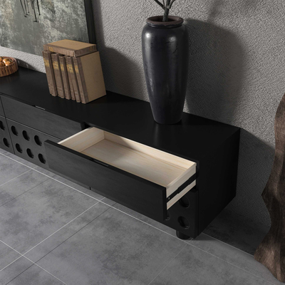 Circular Pattern Walnut TV Stand