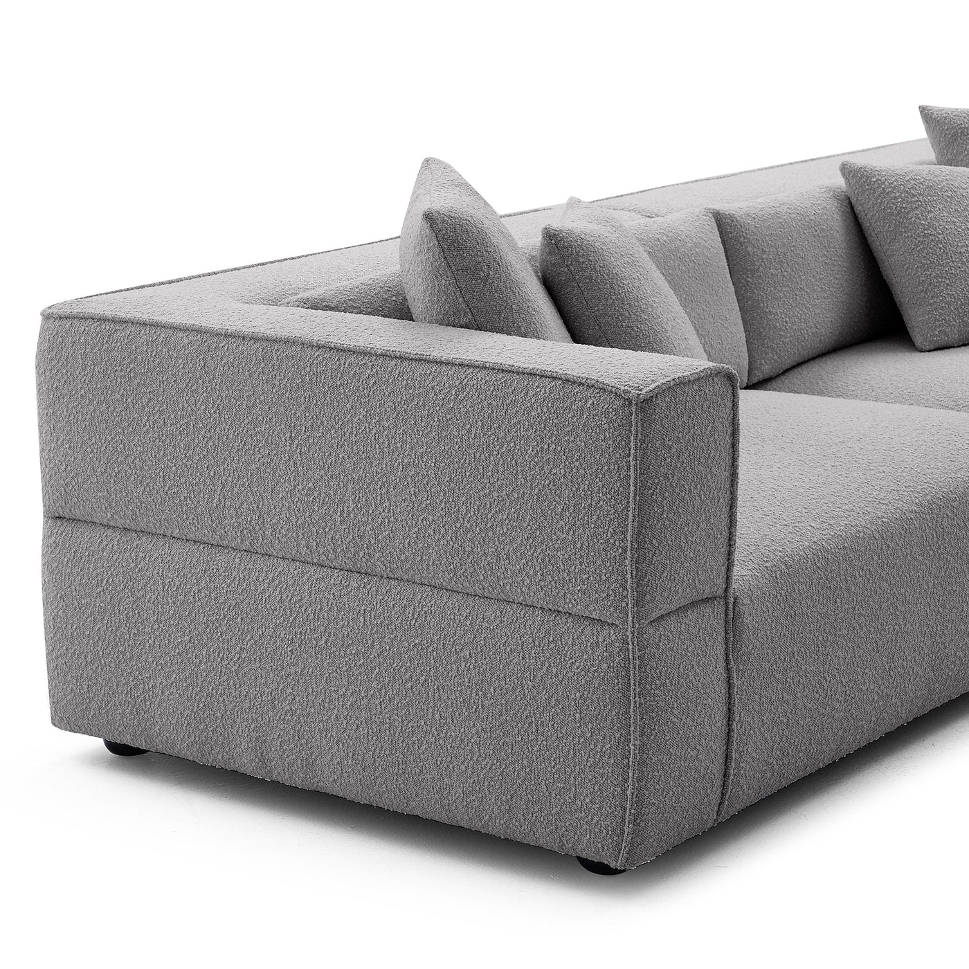 Nordic Modern Gray Sofa with Ottoman-Gray