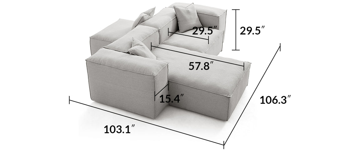 Freedom Modular White Double-Sided Sectional Sofa