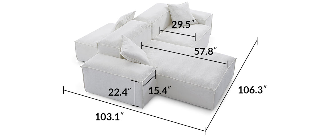 Freedom Modular White Double-Sided Sectional Sofa