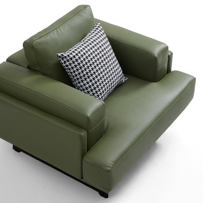 Olivia Green Top Grain Genuine Leather Armchair-Green