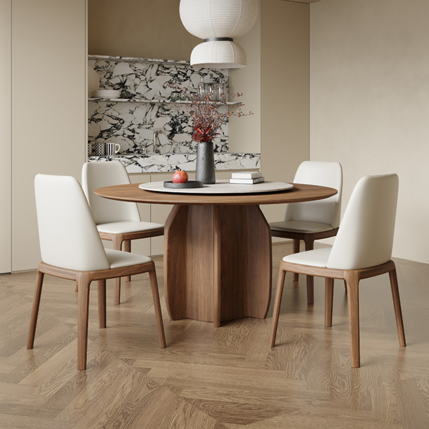 Elamer Rotating Round Dining Table