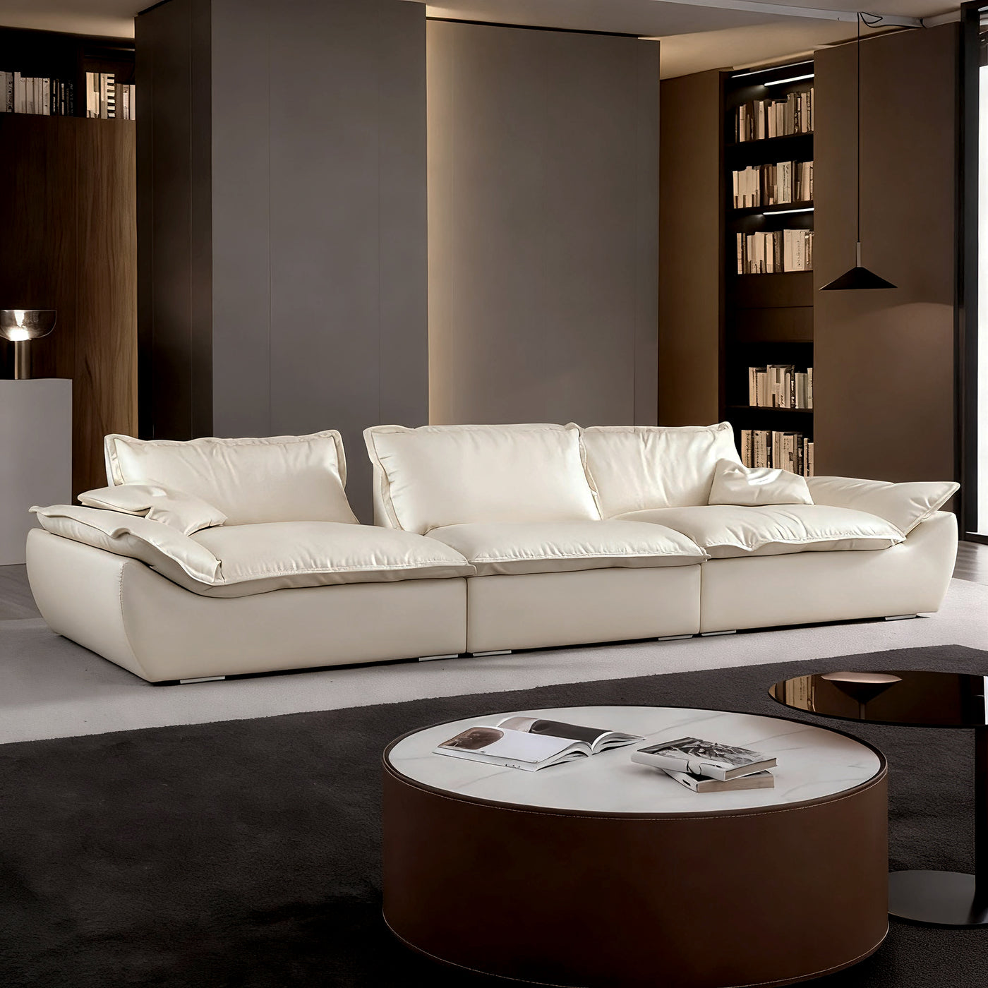 Raisa Vintage Leather Sailboat Sofa-Beige