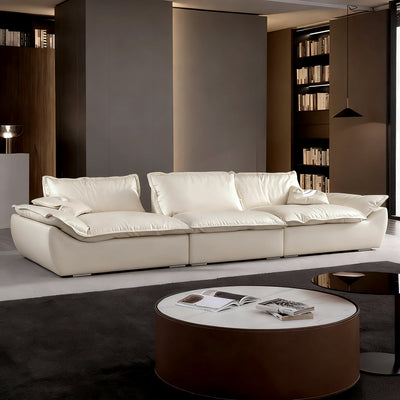 Raisa Vintage Leather Sailboat Sofa-Beige