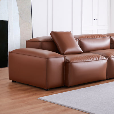 Flex Modular Brown Genuine Leather Sectional-Brown