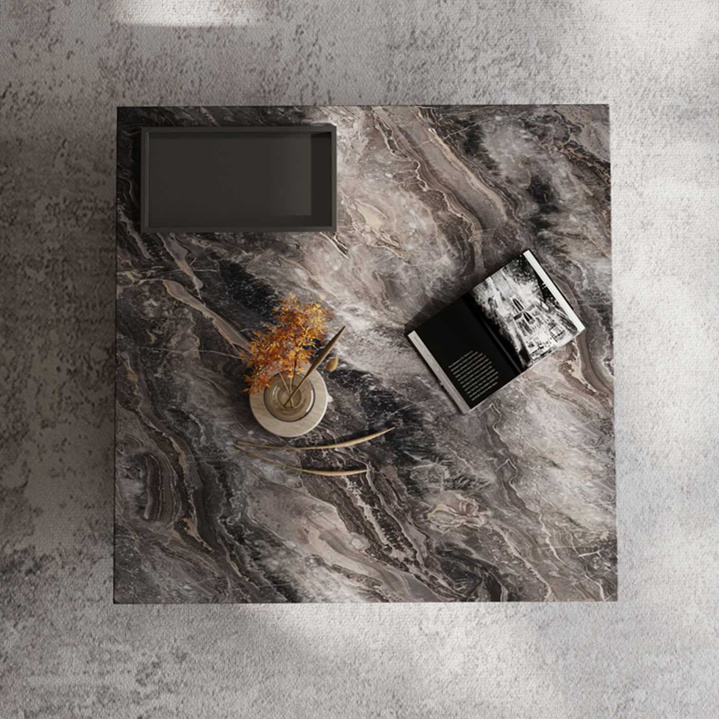 Dark Veined Square Coffee Table