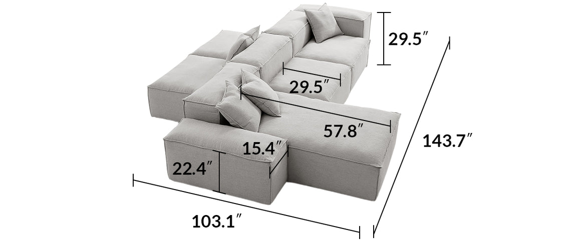 Freedom Modular White Double-Sided Sectional Sofa