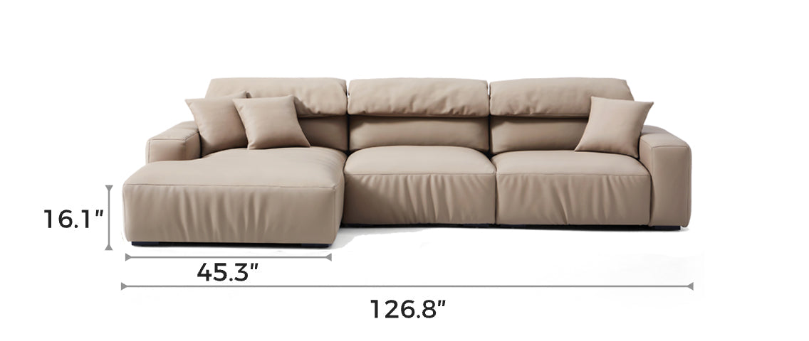 Chestnut Khaki Leather Sectional