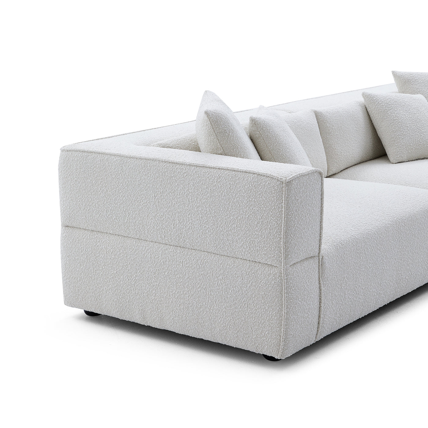 Nordic Modern Gray Sofa with Ottoman-White