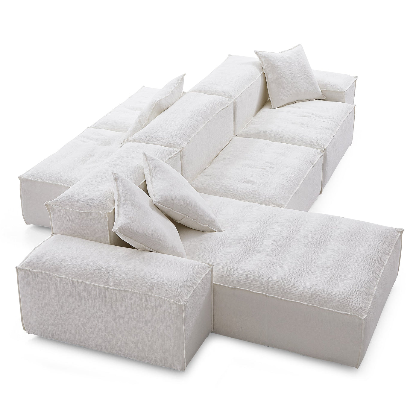 Freedom Modular Gray Double Sided Sectional Sofa-White-143.7″-Low